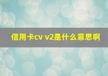 信用卡cv v2是什么意思啊